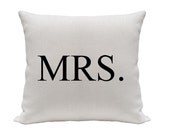 FREE USA SHIPPING: Mrs. Printed Pillow Cover, Black and White Pillow,  Home Decor Pillow, Throw Pillows, Accent Pillows, Pillow Cover