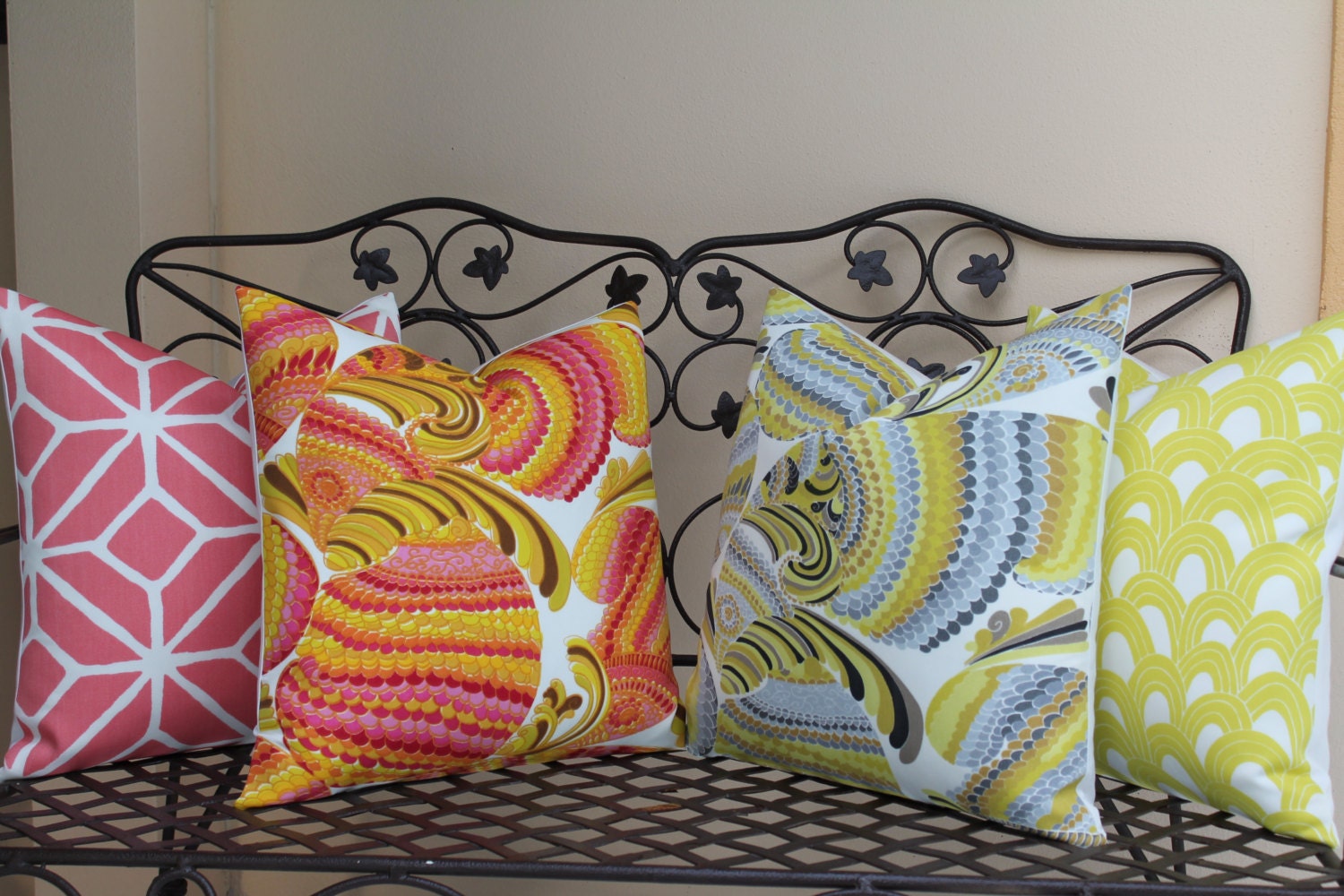Trina Turk 20" x 20" Trellis Print-Watermelon Designer Pillow Cover