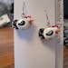 Hand-Made Cream and Black Chicken Earrings