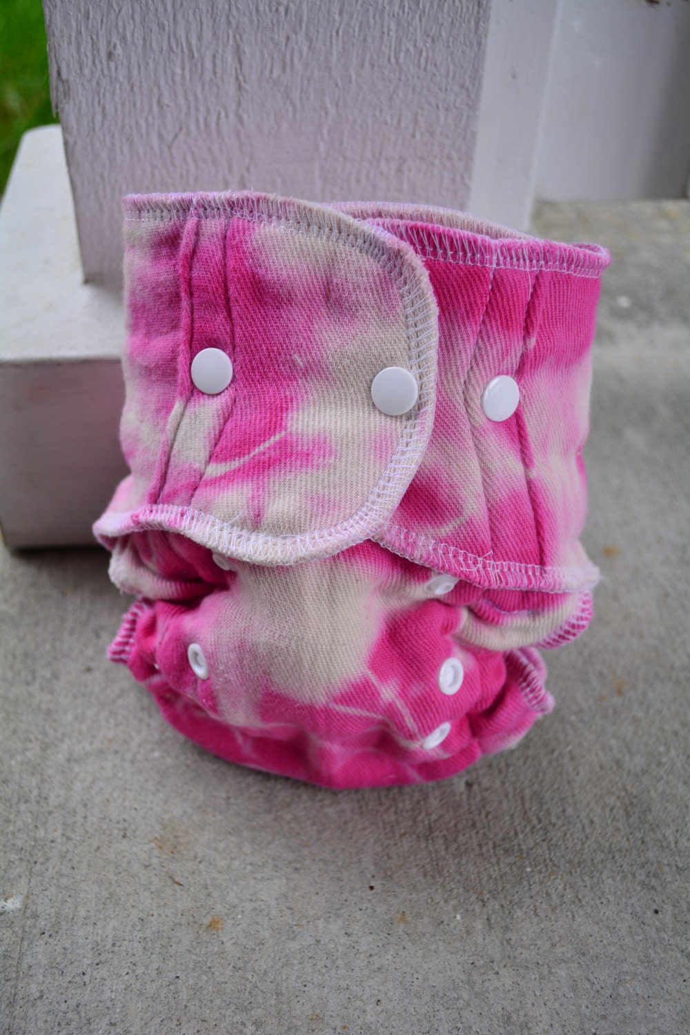 One Size Converted Prefold in Tie Dye Pink
