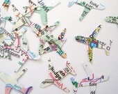 500 Mini Airplanes Map Atlas punch die cut confetti scrapbook embellishments - No191