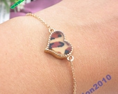 Pretty gold Leopard heart pendant hand chain jewelry punk style