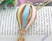 Pretty retro gold 3d colorful glaze Hot Air Balloon necklace pendant punk style
