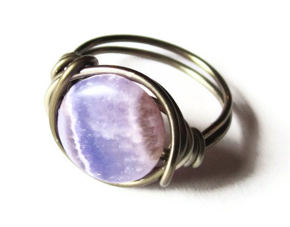 Ameythst Jewelry - Purple Ring - Custom Size 12mm Wire Wrapped Ring