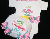 Personalized "RAINBOW BIRTHDAY" 2Pc Bodysuit With Matching Diaper Cover for Baby Girls or Toddlers