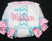 Personalized "CHEVRON BIRTHDAY" BLOOMERS..... Personalized Custom Diaper Cover For Toddler or Baby Girl