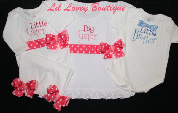 PERSONALIZED....SWEET SIBLINGS.... Big Sister, Little Sister and Little Brother T-Shirt, Layette and Bodysuit For Baby Girl, Boy and Toddler