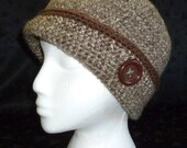 Flapper Hat - Hand Crocheted in a Taupe Tweed