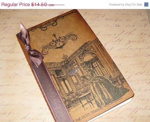 Memorial Day Sale Large Handmade Moleskine Notebook Altered with Salon The Petit Trianon Versailles Marie Antoinette Ooh La La