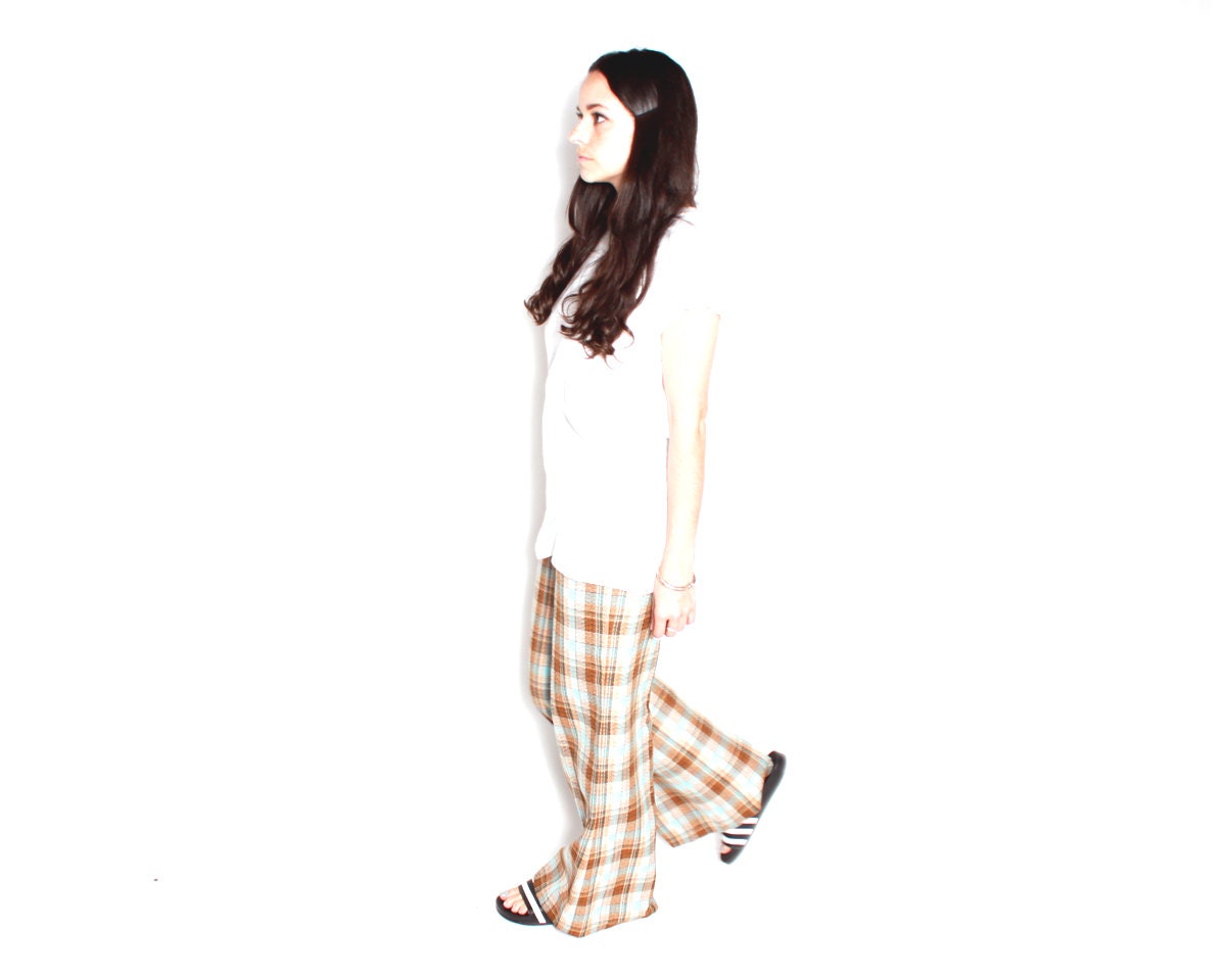 Vintage Pants High Waisted Plaid Trousers - Small sm