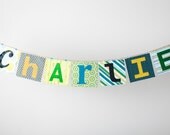 Custom Fabric Name Banner, Word Banner in the CHARLIE Collection