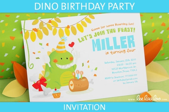 Dinosaur Birthday Party Invitation - PERSONALIZED PRINTABLE DIY // Dino Feast - BV1a1 Il_570xn