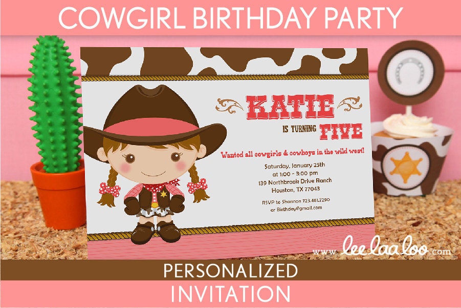 Cowgirl Birthday Party Invitation Personalized Printable // Cowgirl - B12Pa2 Il_570xn