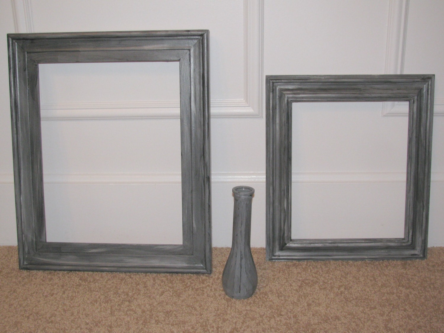 Frame Set and Vase Grouping, Home Decor, Gray with Multiple Glazes