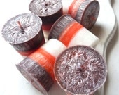 6 Fig Pomander Scented Votive Candles, Red and Purple