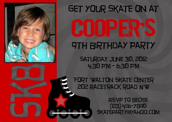 Skater Boy 5x7 Photo Birthday Party Invitation - Printable Il_570xn