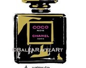 Chanel perfume bottle print with COCO Chanel quote