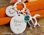 Personalized Jewelry - Hand Stamped Custom Jewerly - Sterling Silver Necklace - Beach Girl