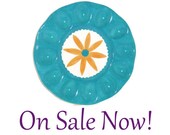 Ceramic Devil Egg Plate Turquoise Yellow White on SALE Now