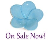 Ceramic Dessert Bowl or Soap Dish or Candle Holder - Aqua Blue Flower on SALE Now