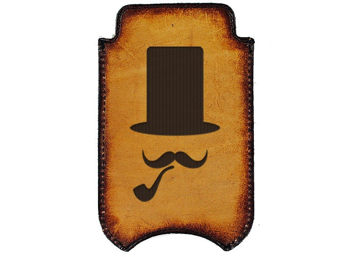 iPhone Leather Sleeve - Top Hat & Pipe