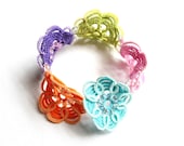 Flowers Colorful Tatted Fiber Beaded Bracelet