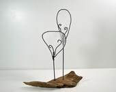 Modern Abstract Wire Driftwood Tree Sculpture Black White