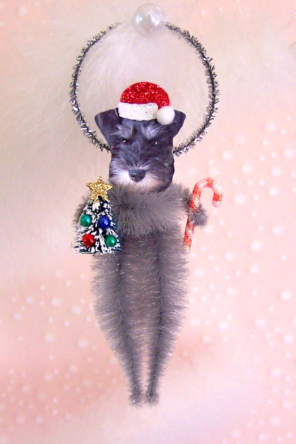 SALE Schnauzer Christmas Ornament Feather Tree