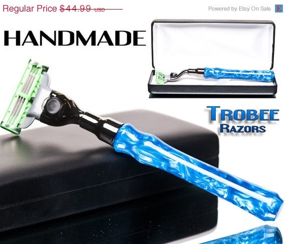 50% OFF Shaving Razor handle blue Italian acrylic high quality shaving