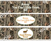 Camo Deer Hunter Bottle Labels and Napkin Wraps