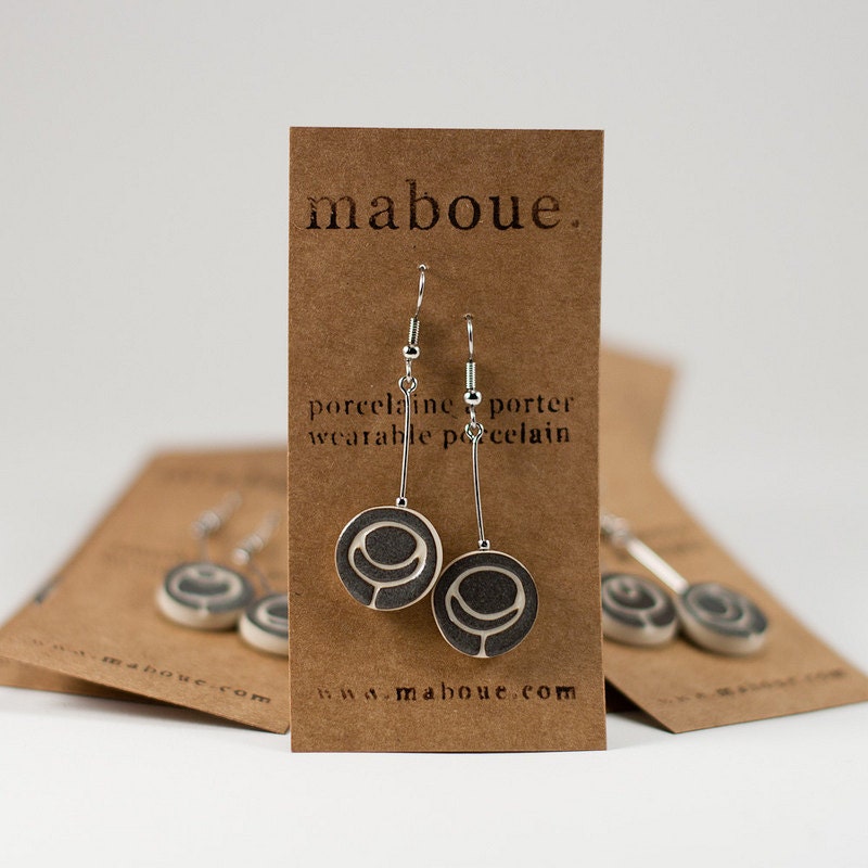 Baby Trees in Taupe - Porcelain earrings