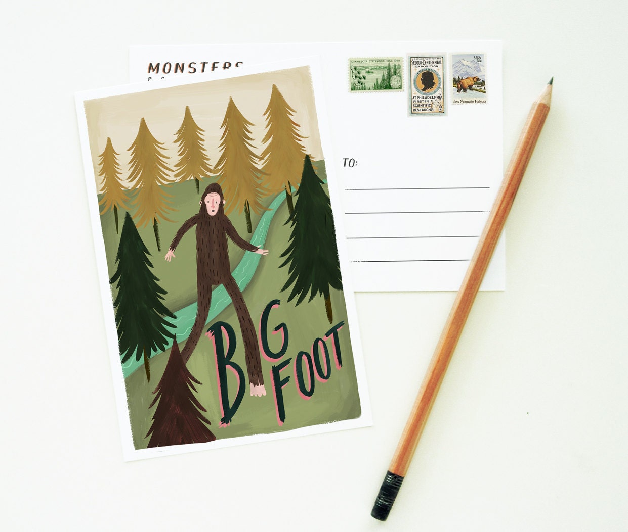 Big Foot Postcard 1pc