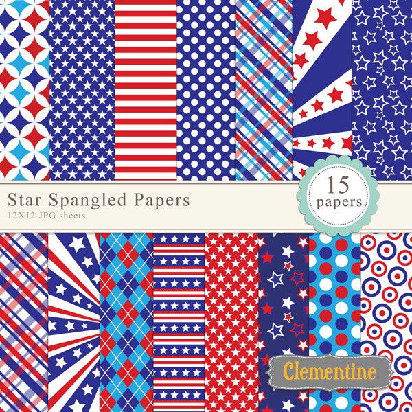 40% OFF SALE -Independence Day paper pack 12x12, 4th of july digital paper, patriotic digital papers - Instant Download Il_570xn