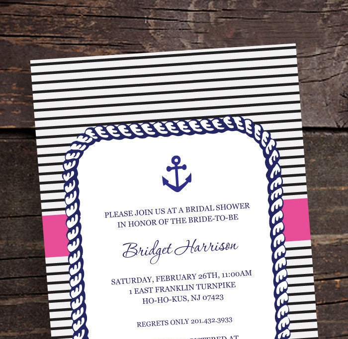 Preppy Collection - Wedding or Baby Party/Shower Invitations - Set of 15 - Nautical Anchor