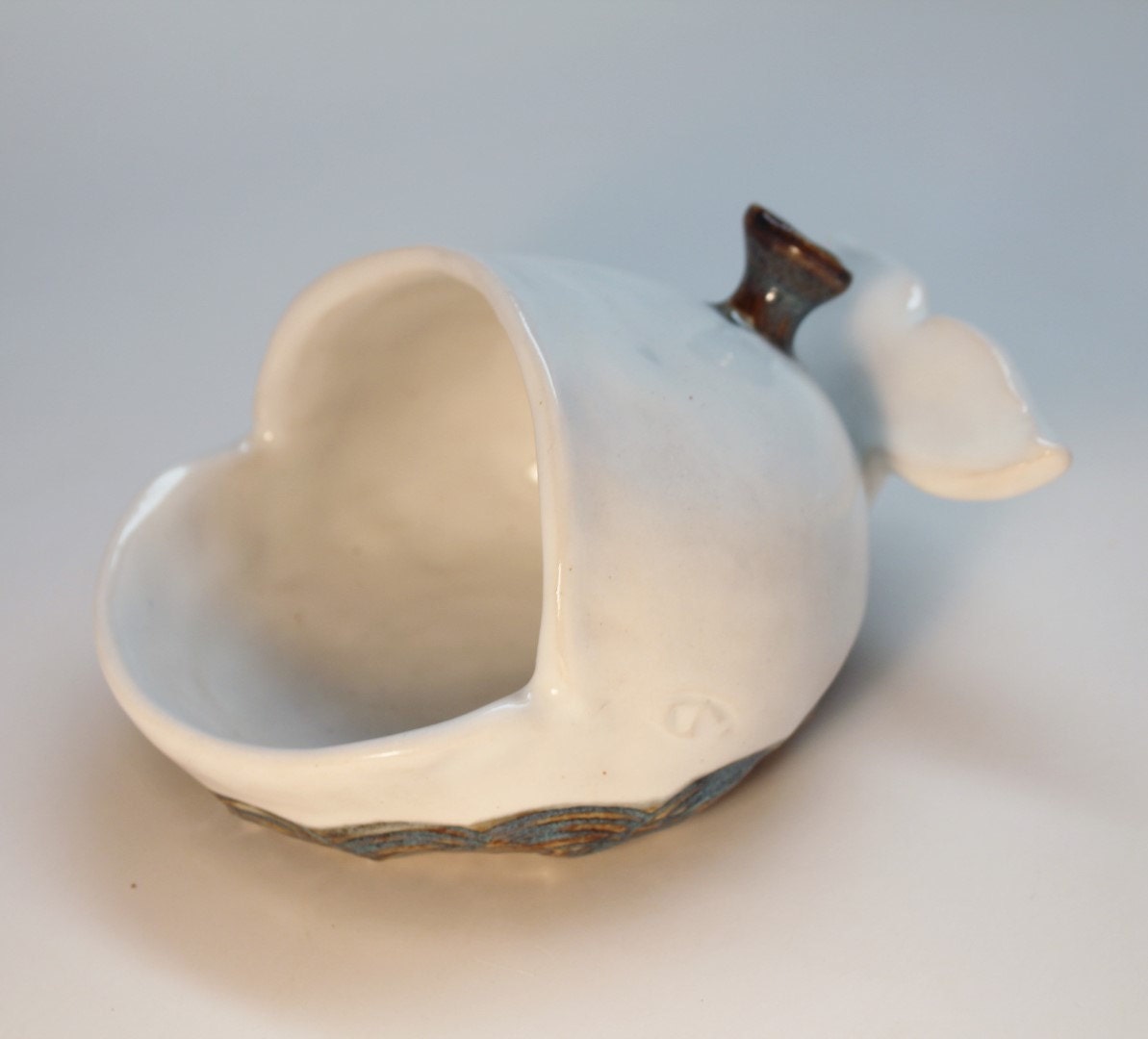Handmade Stoneware Great White Whale Salt Pig or Salt Cellar