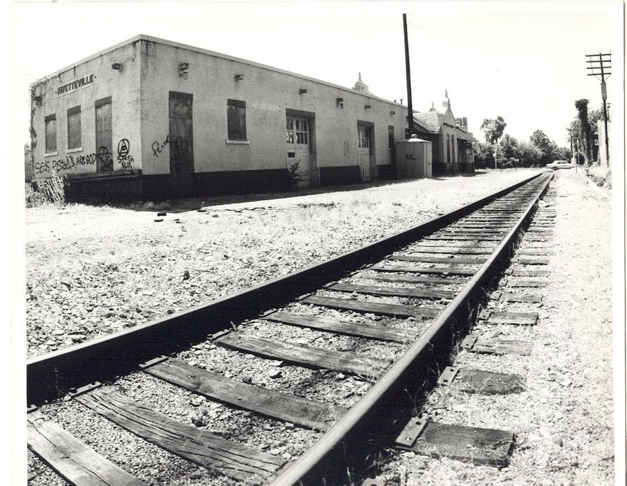 Derelict Fayetteville Train Depot, probably 1970s. 8 by 10 black and white Photo