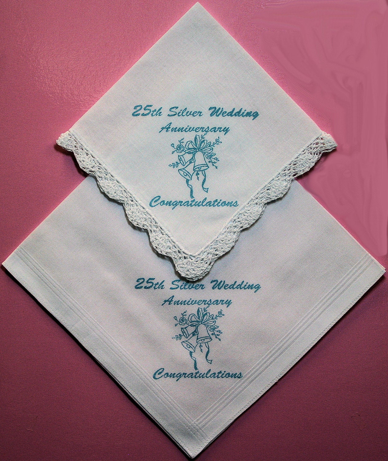 Buy silver wedding anniversary gifts - Silver Wedding Anniversary Handkerchief Gift Set.for Ladies and Gents