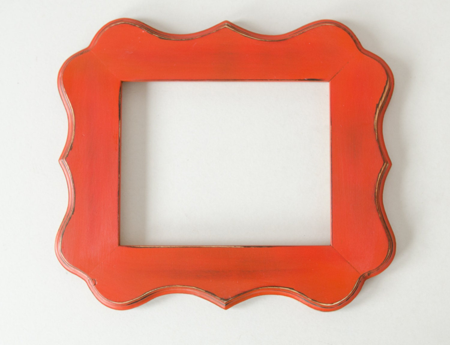 5x7 REAL WOOD Distressed Whimsical Picture Frame 2013 style-  orange - choose your color - nursery decor wedding decor photography prop