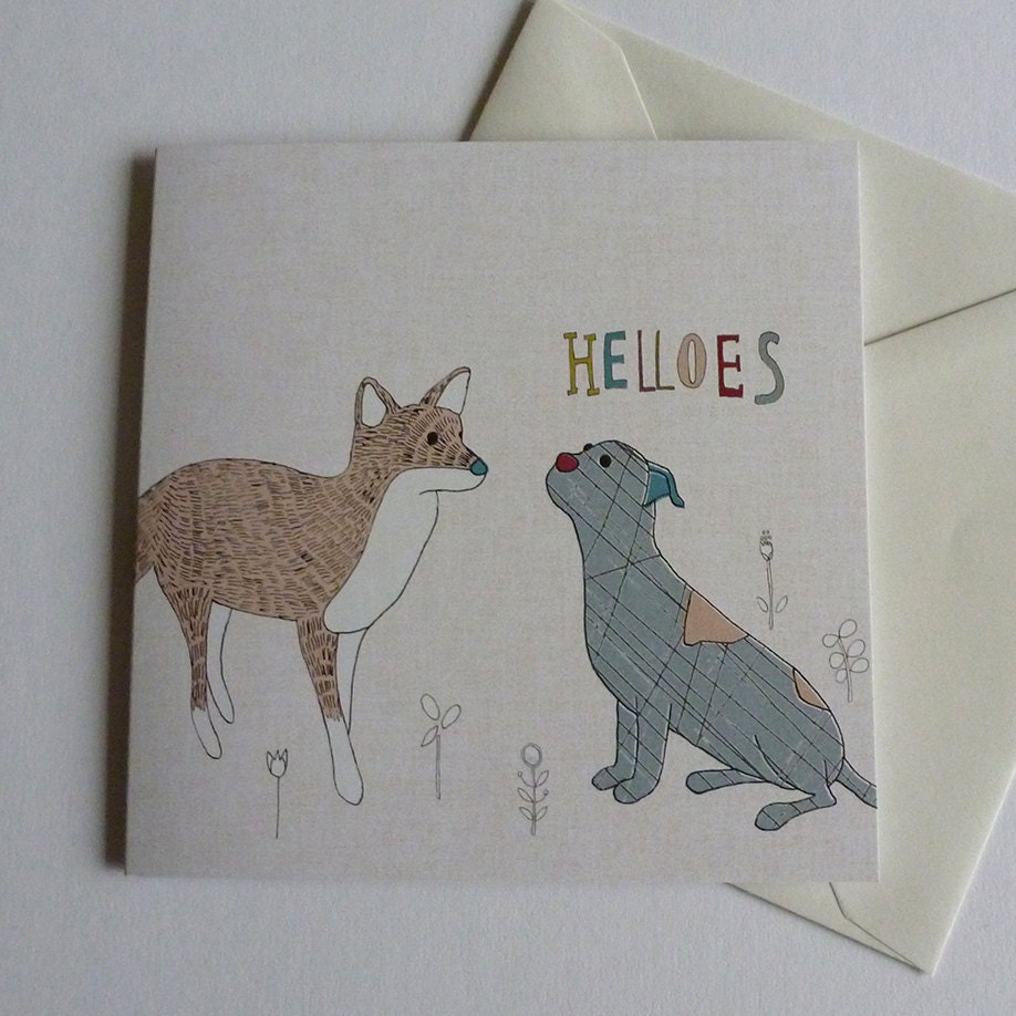 Children's Dog and Fox Birthday Card