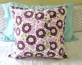 Washable Throw Pillow Case - Purple and Green Floral Throw Cushion Cover