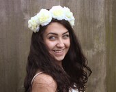 Ivory Rose Crown - Ivory Flower Crown, Bridal Flower Crown, Summer Festival Accessory, Floral Crown, Flower Hair Wreath, Spring