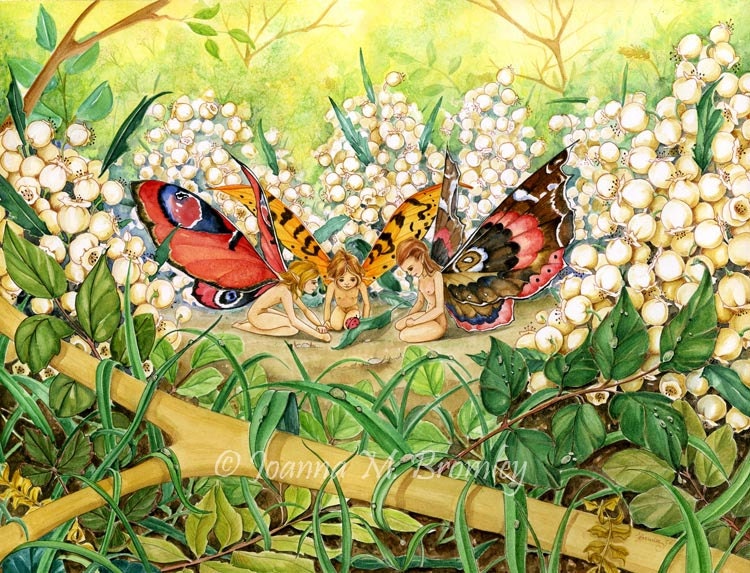 Three Fairies, 8x10 inch archival print, flower fairy fantasy art