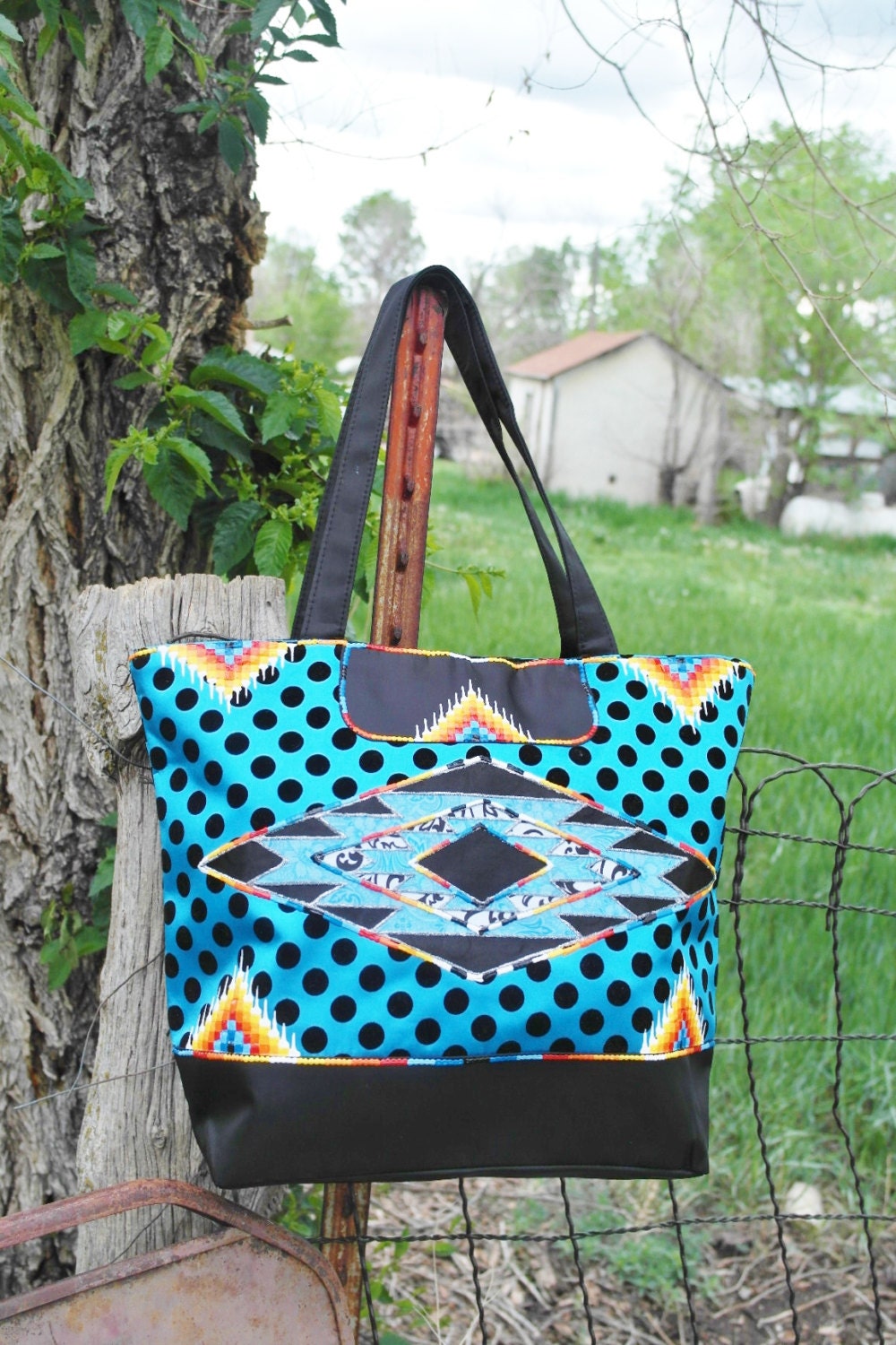 Rez Hoofz Polka Dot Satin Fabric Tall Tote