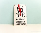 Vintage Industrial Metal Sign Electrical Devices Warning