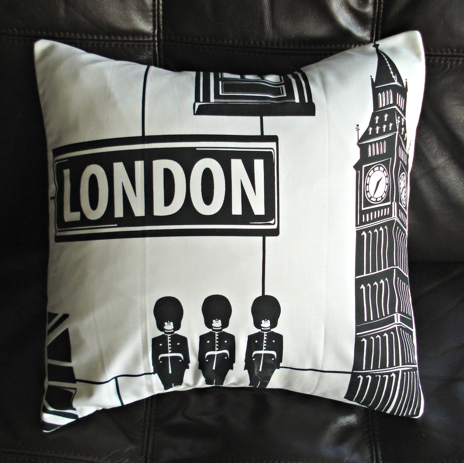 Cushion London soldier Big ben black and white cushion cover 16 x 16 inches pillow cover