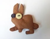 Brown rabbit pin brooch