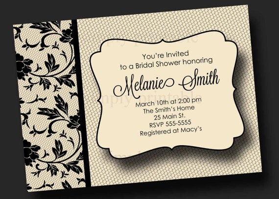 Black Lace Bachelorette or Bridal Shower Invitation Il_570xn