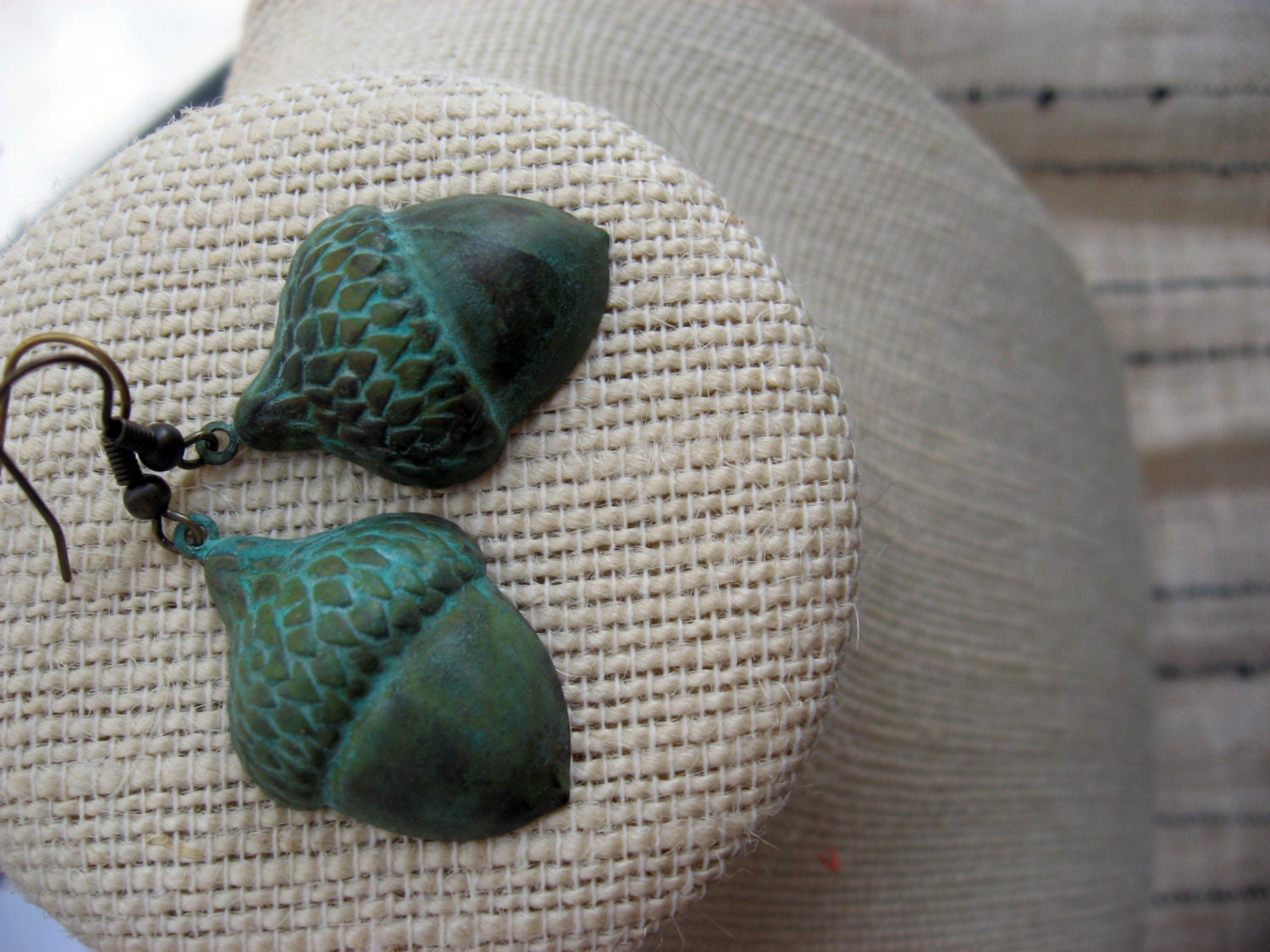 Antiqued Patina Acorn Earrings
