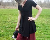 Organic Women's Clothing - Wrap Tunic - Organic Cotton - Shown in Black - Made to Order