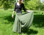 Organic Clothing - Maxi Wrap Skirt - Organic Cotton - Shown in Earth Green - Made to Order
